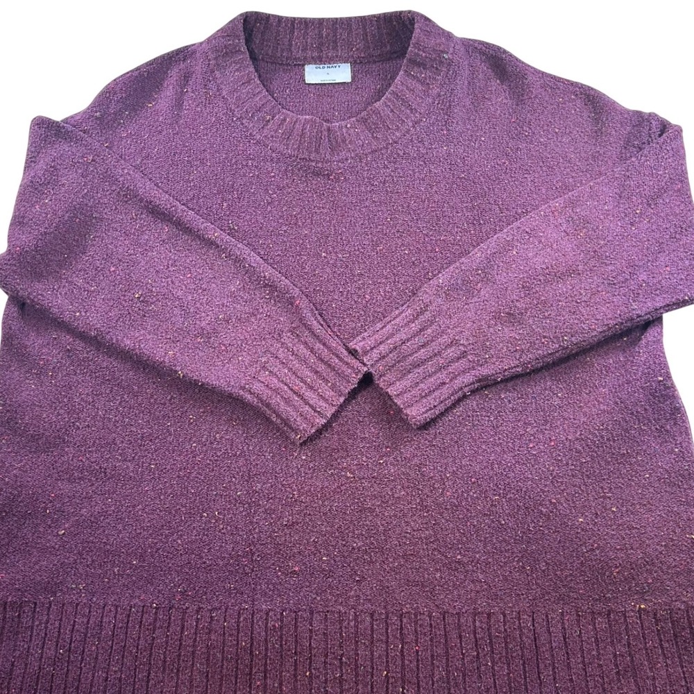 Old Navy Womens XL Plum Confetti Flecked Oversized Crewneck Sweater XL Cozy Warm
